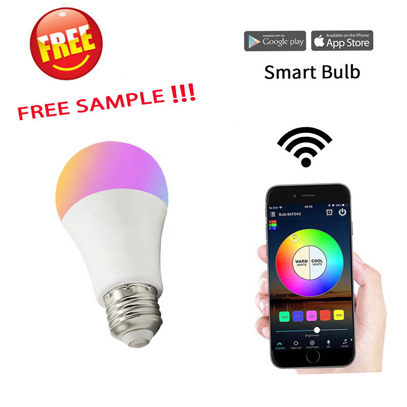 Google Smart Lights Bulb App+voice Control Brightness Adjustment Led Bulb Wifi Globe AC 60 Led Bulbs RGB  E27  E26  E22