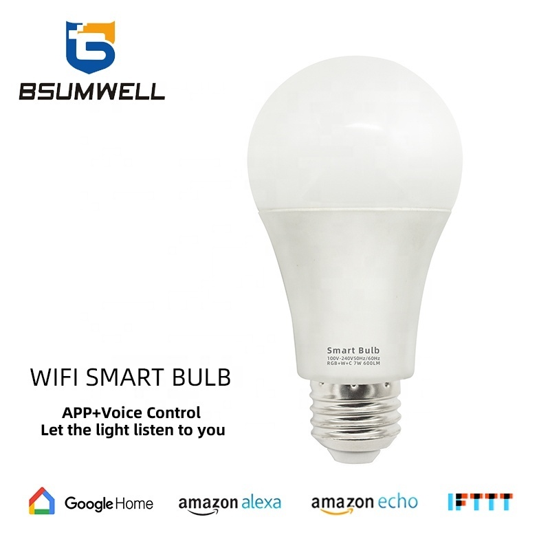 Google Smart Lights Bulb App+voice Control Brightness Adjustment Led Bulb Wifi Globe AC 60 Led Bulbs RGB  E27  E26  E22