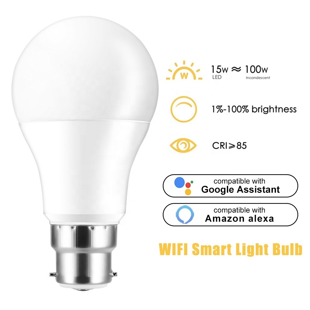 Alexa Google Home Smart Dimmable Bulb RGBCW E26 E27 B22 LED WIFI Light Bulb 7W 9W WiFi Smart Lamp Bulb