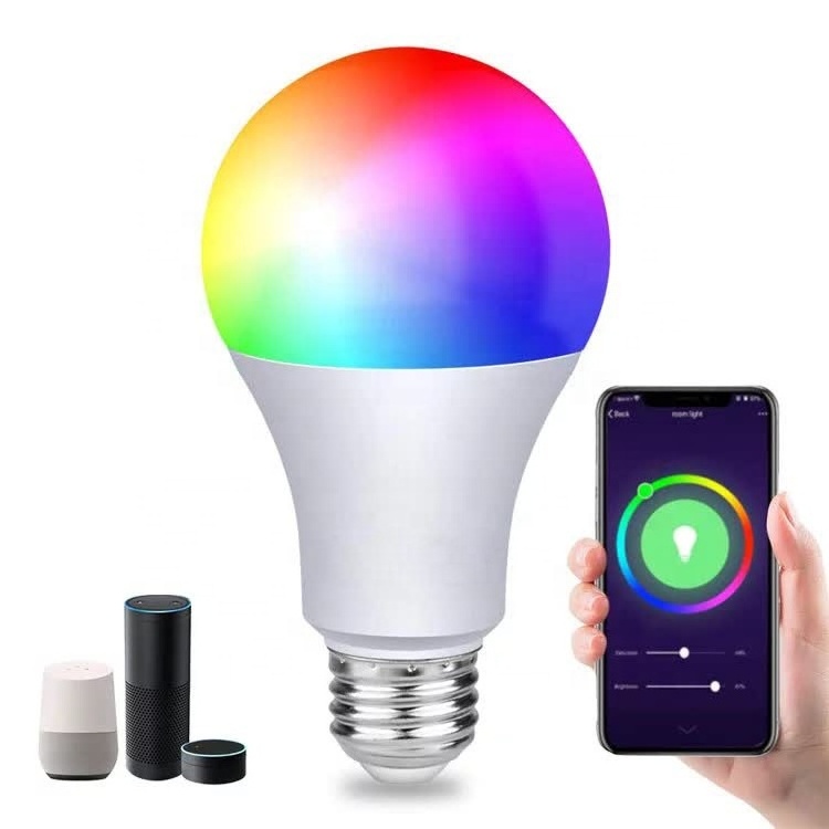 Alexa Google Home Smart Dimmable Bulb RGBCW E26 E27 B22 LED WIFI Light Bulb 7W 9W WiFi Smart Lamp Bulb