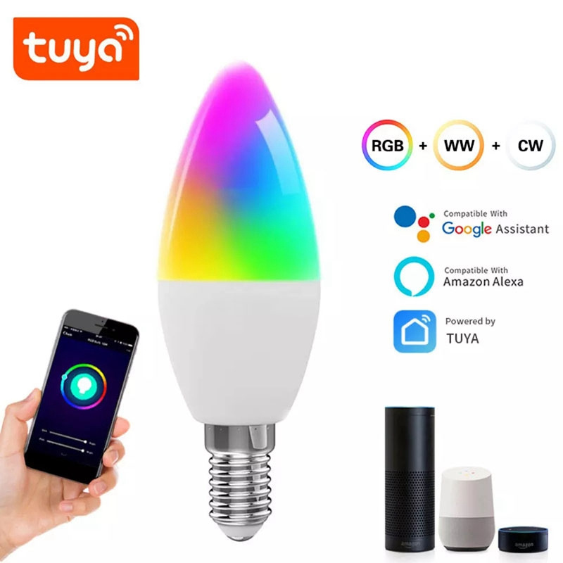 Home Automation Smart Wifi Light Bulbs 5W Dimmable Alexa Smart Life Home TUYA  E14 Led Light Bulb