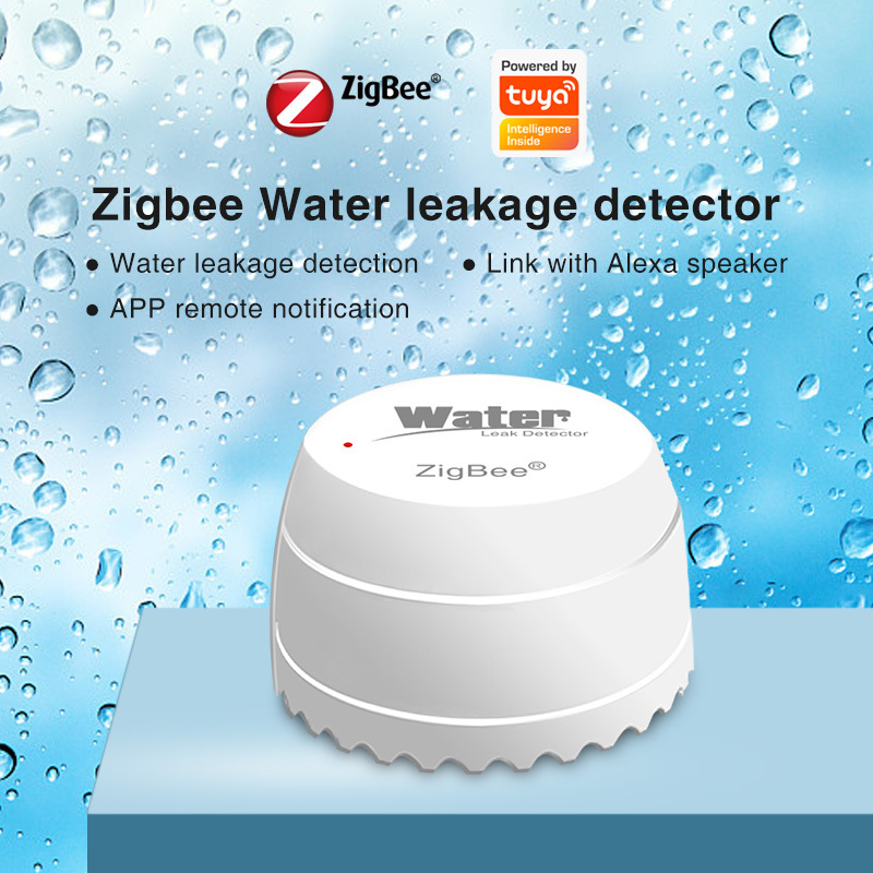 Zigbee Household water leak monitor device working with valve to turn on off water automatically flood sensor alarm detector