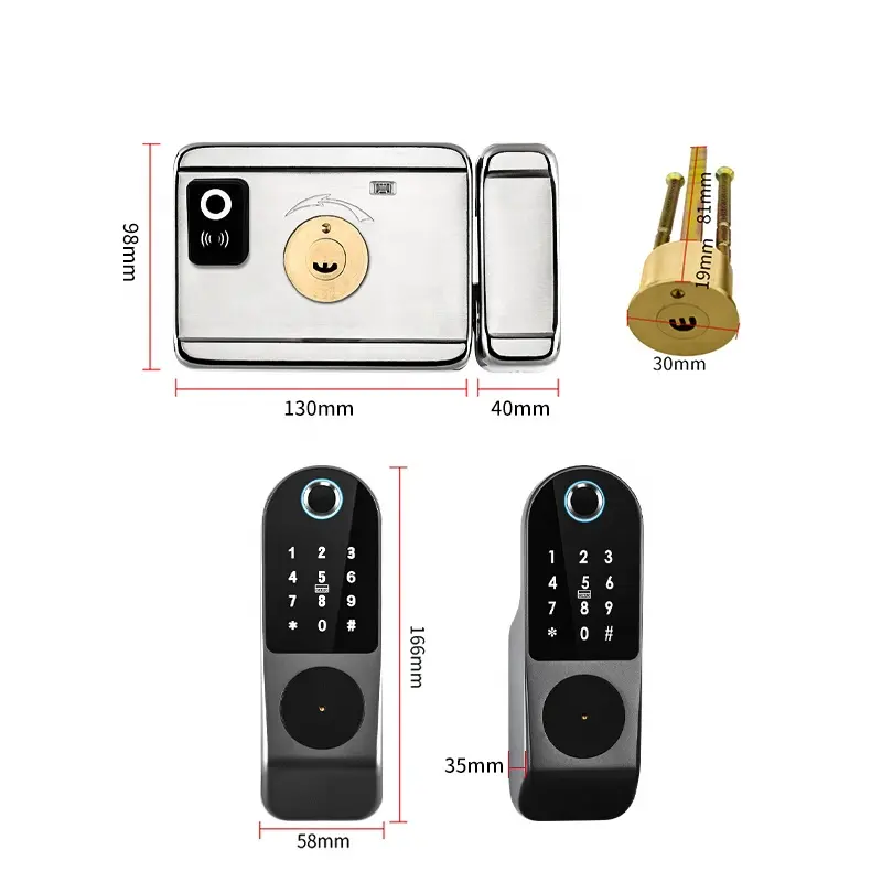 TTLock Smart Door Lock Outdoor Tuya Wifi Fingerprint Lock Double Side Digital Code IC Card APP Electronic Apartment Gate Lock