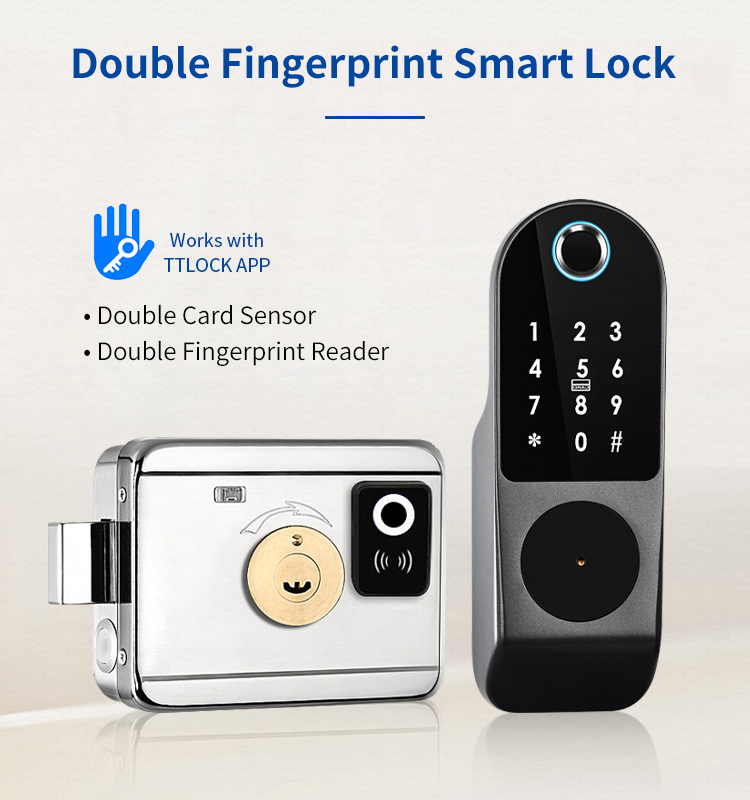 TTLock Smart Door Lock Outdoor Tuya Wifi Fingerprint Lock Double Side Digital Code IC Card APP Electronic Apartment Gate Lock