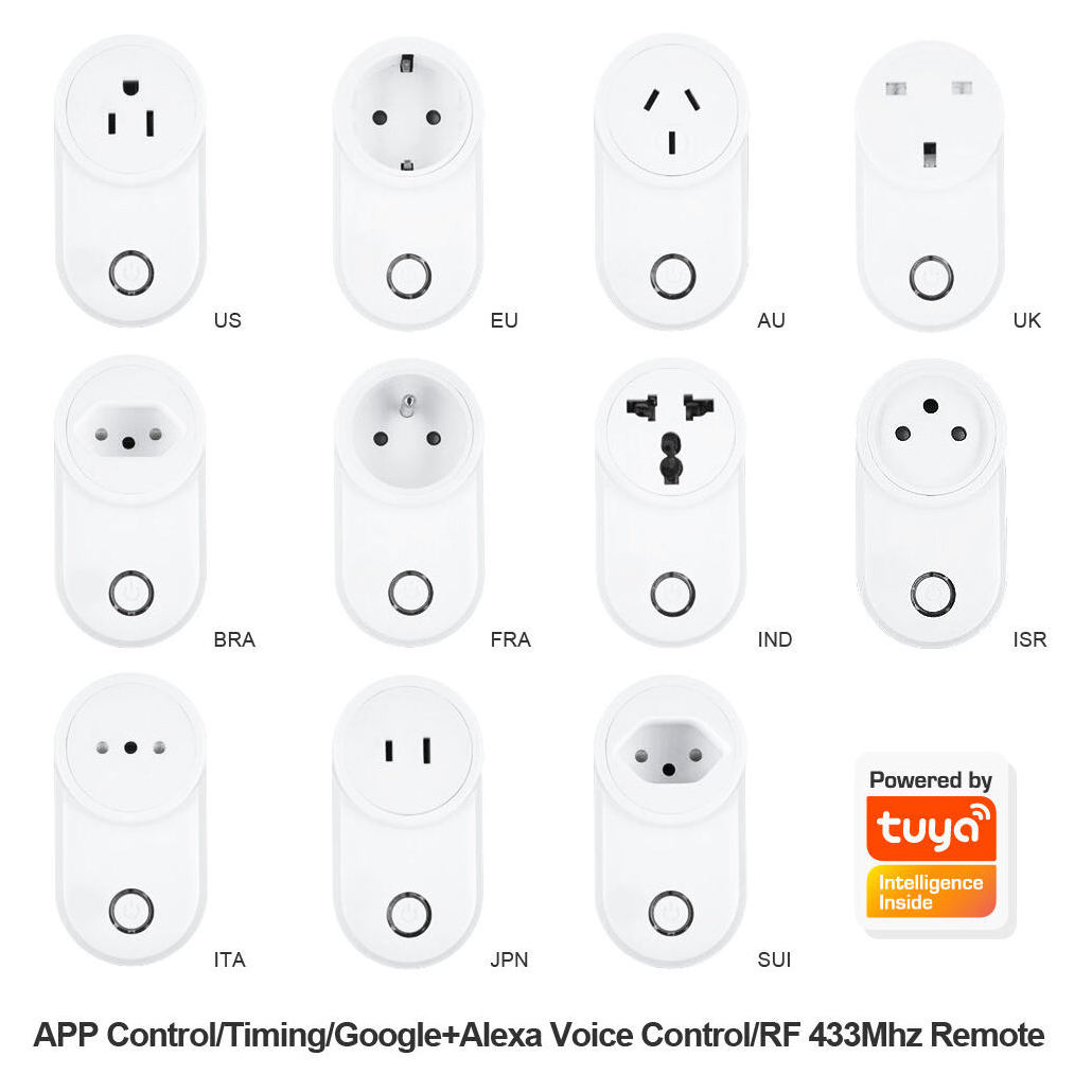 New Design 2 Way Double Power Home Outlet 15A Tuya Timer APP WiFi Smart Wall USB Socket Switch