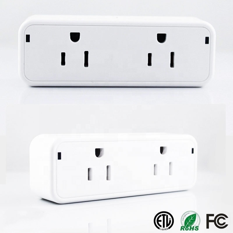 US Standard Tuya WIFI Smart Hiome Sockets Smart Life Amazon Alexa WiFi Wireless US Mini WiFi Smart 2 Plug 16A