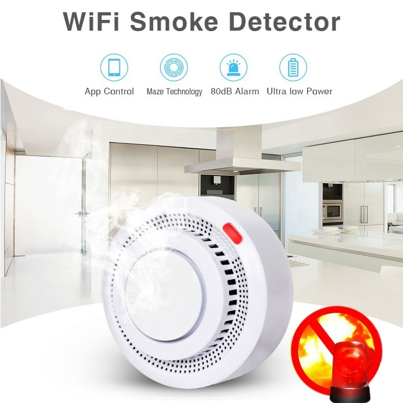 Tuya Smart WIFI smoke alarm detector for home security alarm system