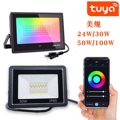 Tuya Smart APP Controlled Waterproof Flood Light RGBW WiFi Smart Flood Light Compatible With Alexa