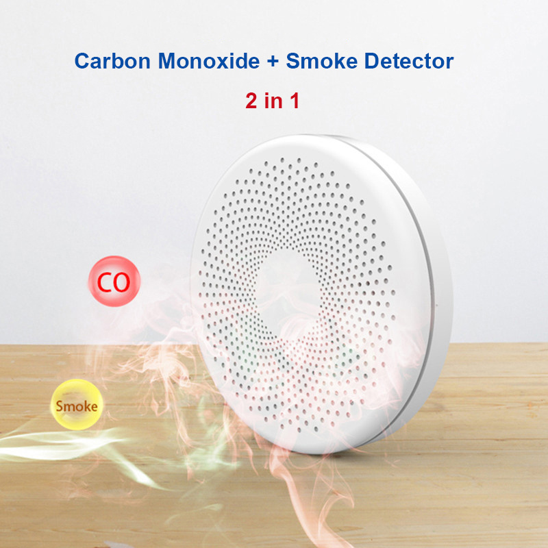 New 2 in 1 Version Tuya WIFI Smart Smoke Detector Sensor & Carbon Monoxide Co Gas Detector Wireless Combination CO2 in1 Alarms