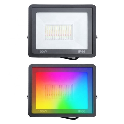 Zigbee Smart Floodlight RGB+W+C Multicolor IP66 Waterproof smart light indoor outdoor LED Flood Light WIFI Blue 50w 100w Black