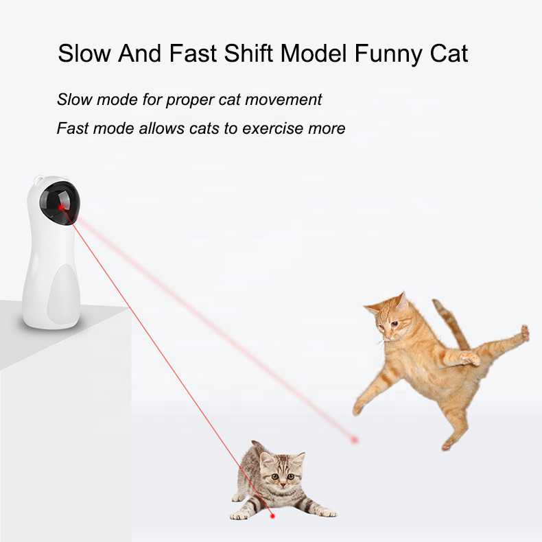 Interactive Cat Toy Pet Laser Pointer for Cats Automatic Rotating Catch Training Funny Plastic White ABS Sart Ball Catsm