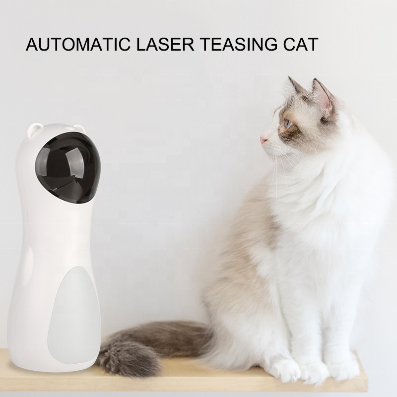 Interactive Cat Toy Pet Laser Pointer for Cats Automatic Rotating Catch Training Funny Plastic White ABS Sart Ball Catsm