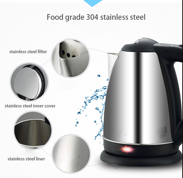 1.8 Liter Stainless Steel Electric Kettle Coffee Tea Pot Water Warmer with Fast Boil Auto Shut-Off Boil Dry Protection