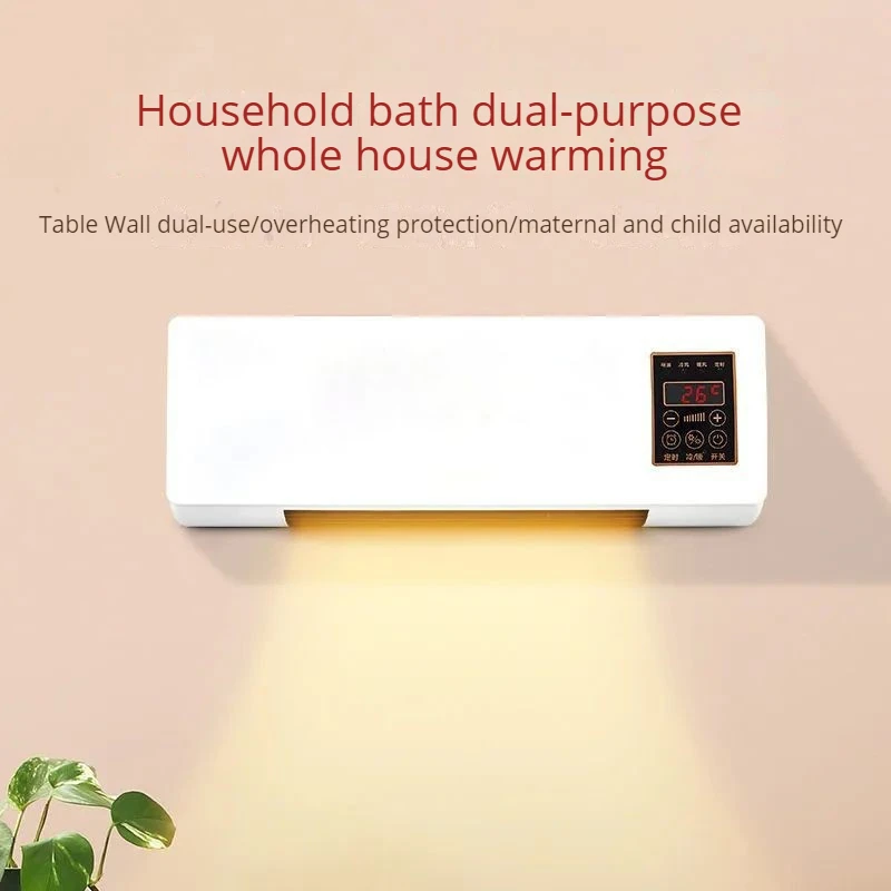 Wall Mounted Mini Air Cooler Home Electric Small Air Conditioner Heater OEM ABS RC 220V/50HZ Heating Remote Control 2 in 1 White