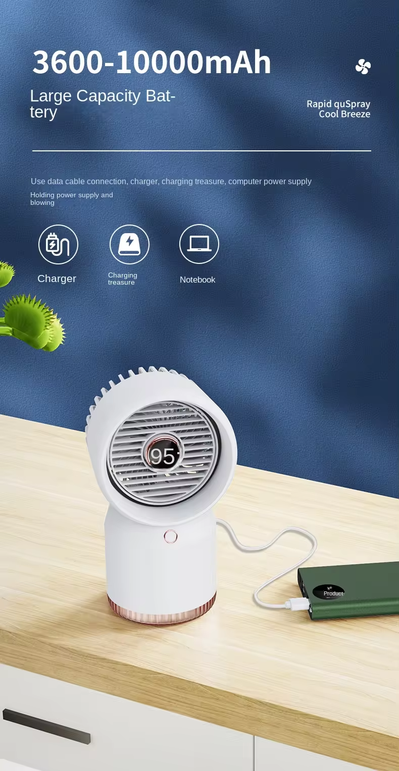 New water-cooled fan USB Digital display office desktop mist spray humidifier cooling fan