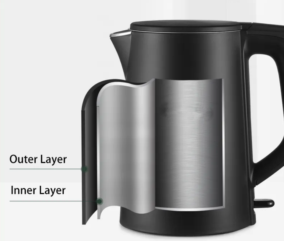 1.8L Cordless 360 Degree Rotation Double Layer Anti-saclding Body Warm Water Electric Kettle