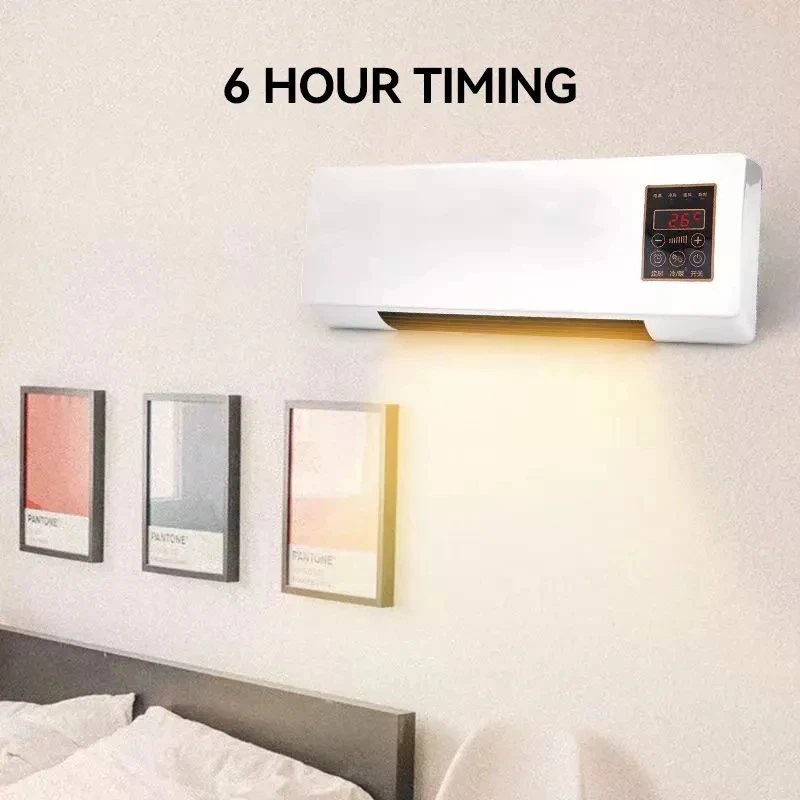 Wall Mounted Mini Air Cooler Home Electric Small Air Conditioner Heater OEM ABS RC 220V/50HZ Heating Remote Control 2 in 1 White