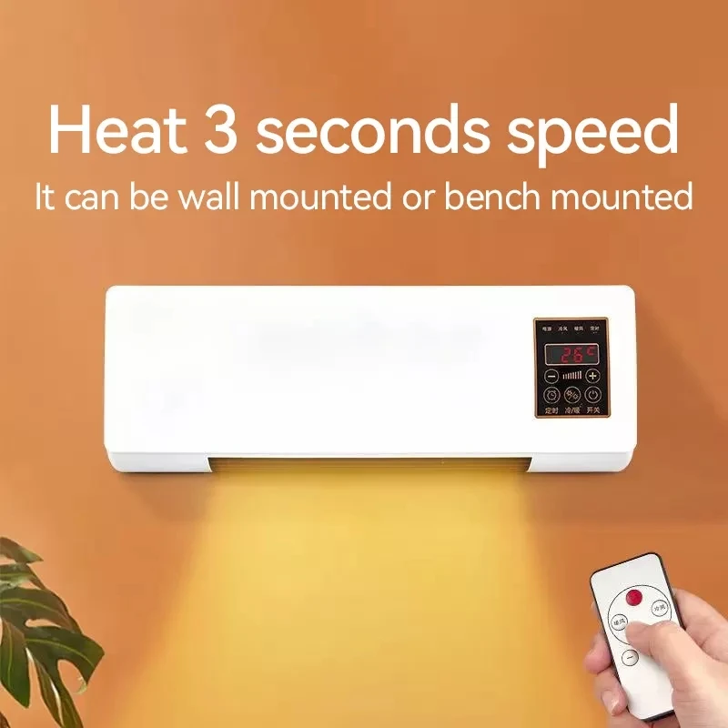 Wall Mounted Mini Air Cooler Home Electric Small Air Conditioner Heater OEM ABS RC 220V/50HZ Heating Remote Control 2 in 1 White