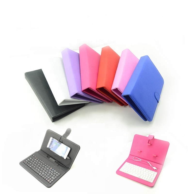 4.8 - 6 inch Smartphone Universal Flip Stand Saffiano PU Leather Wired arabic Keyboard Protective Case For Android Tab