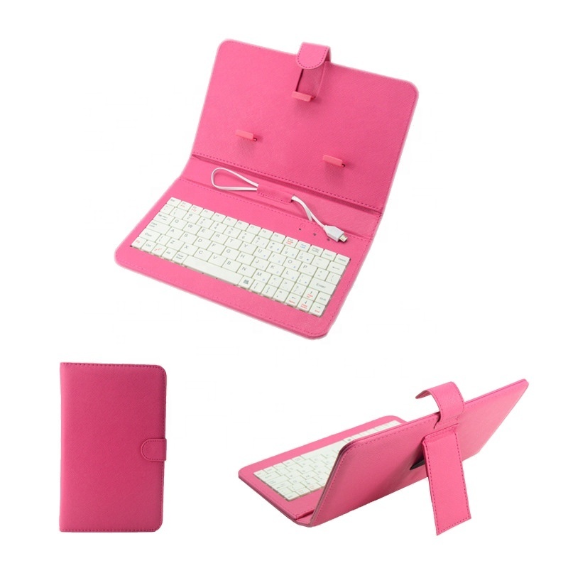 4.8 - 6 inch Smartphone Universal Flip Stand Saffiano PU Leather Wired arabic Keyboard Protective Case For Android Tab