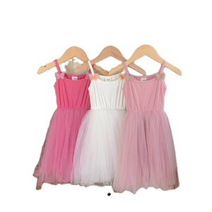 ODM OEM service sweet solid girls tutu dress embroidery butterfly girls slip mesh dance dresses