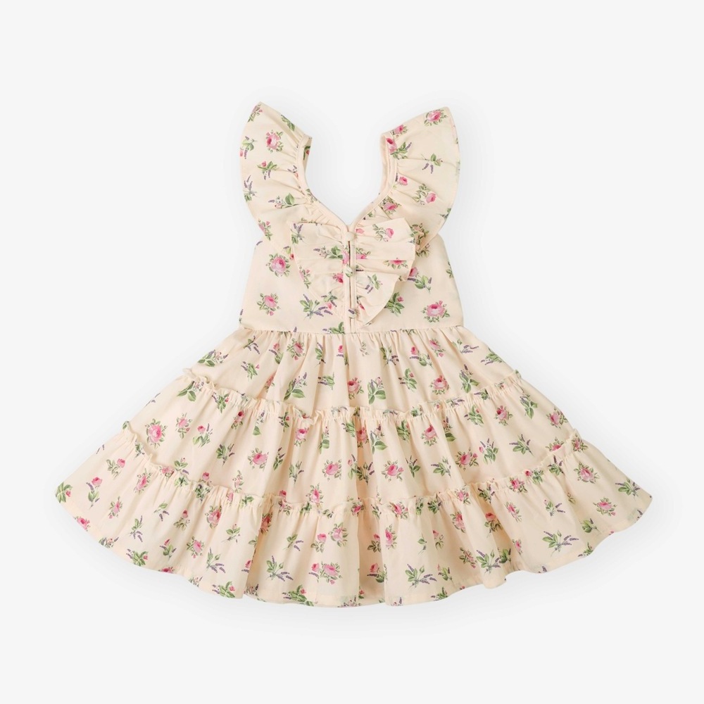 2023 Girl Floral Children Summer Dress Taffeta Sleeveless Midi Long Sleeve Skirt Summer Dress Baby Girl Girls Layered Dress 100