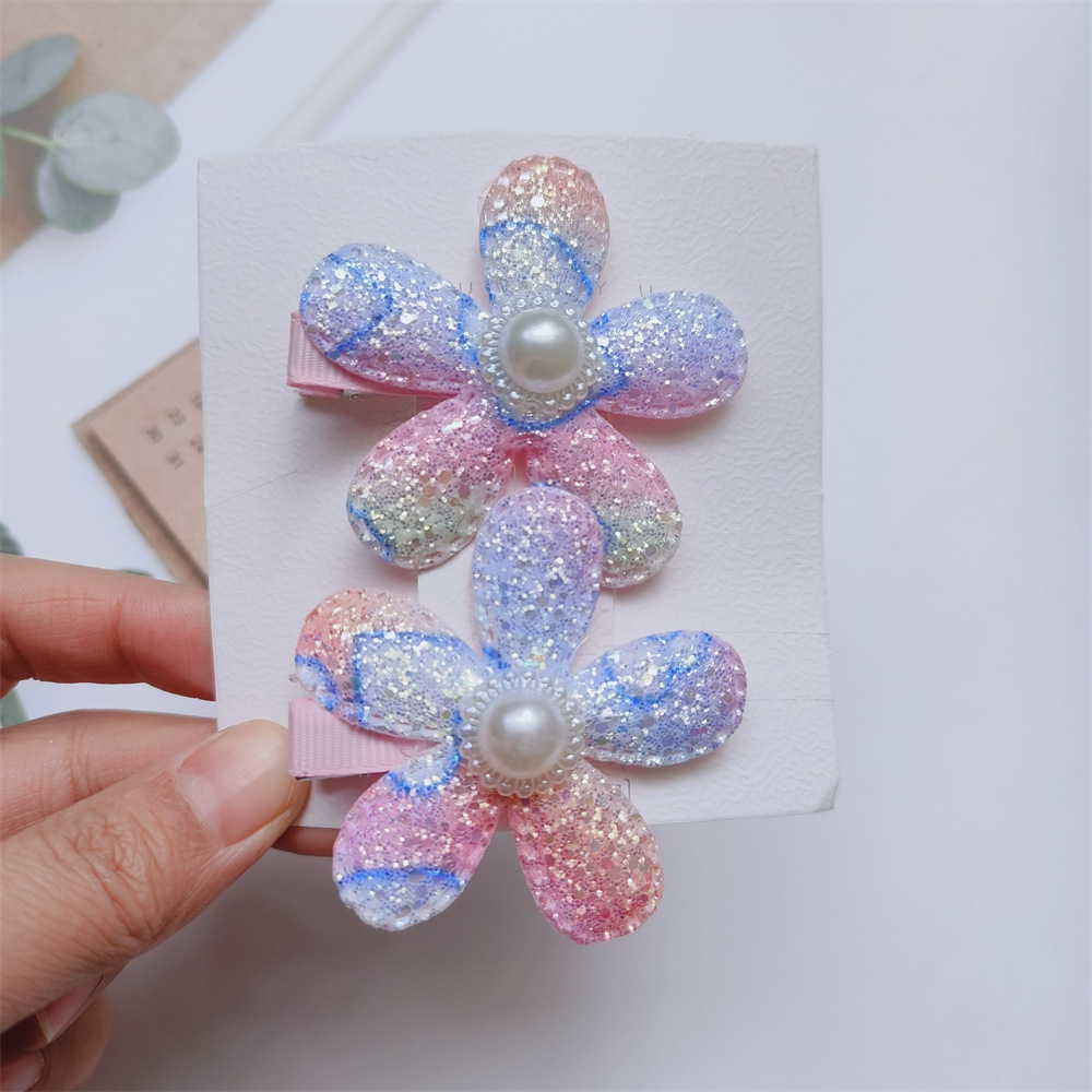 New cute Twin-Layer Sequin Flower hair clips beautiful flower hairpin baby hair clip for baby clip girls gift