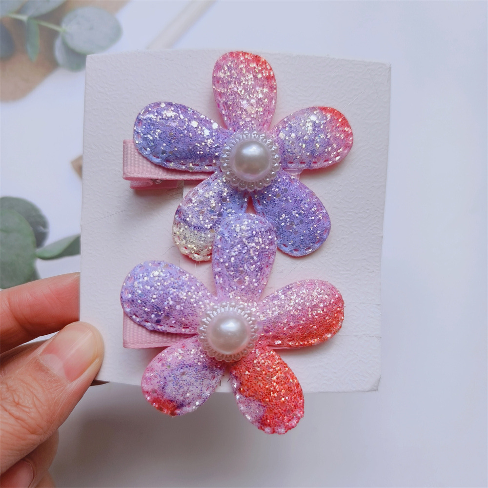 New cute Twin-Layer Sequin Flower hair clips beautiful flower hairpin baby hair clip for baby clip girls gift