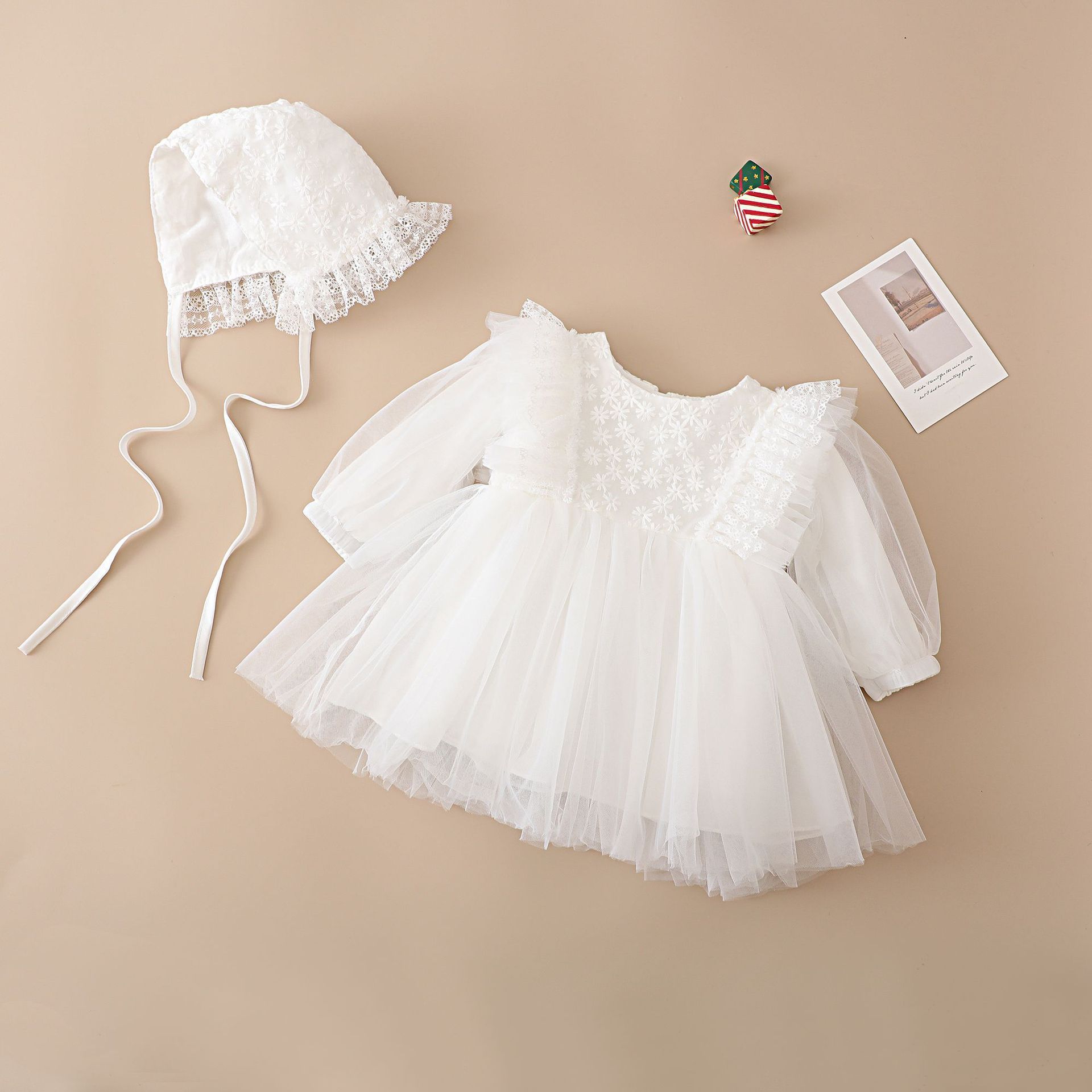 christening gown baby girl baptism white dress set for newborn girls 6-12 months ball gown 2023