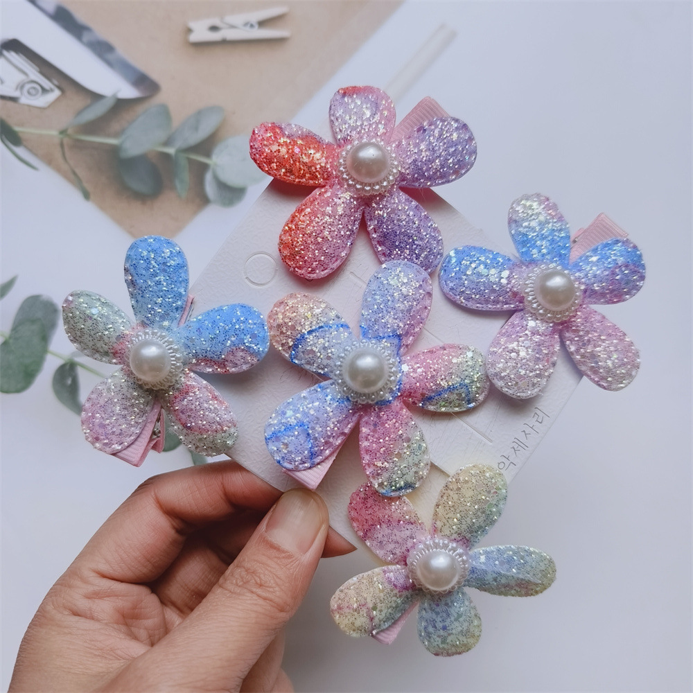 New cute Twin-Layer Sequin Flower hair clips beautiful flower hairpin baby hair clip for baby clip girls gift