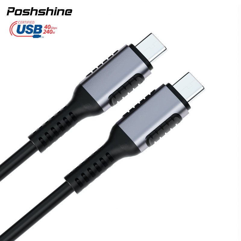 Poshshine USB-IF 1m type c 240W Cable 40Gbps 8K 60Hz EPR 240W USB C Cable USB4