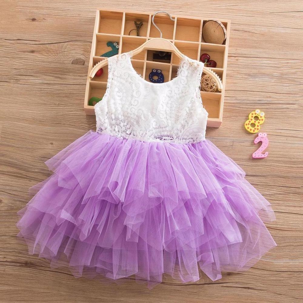 summer baby girls first birthday princess dress lace tulle layer tutu skirts flower dress for girls