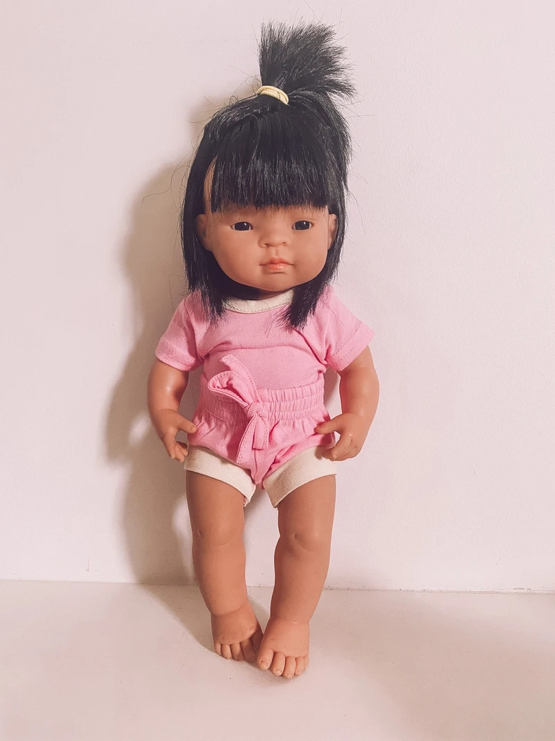 Ringer Cotton Dolls Two Pieces Set Short T shirts Shorts mini dolls summer clothes