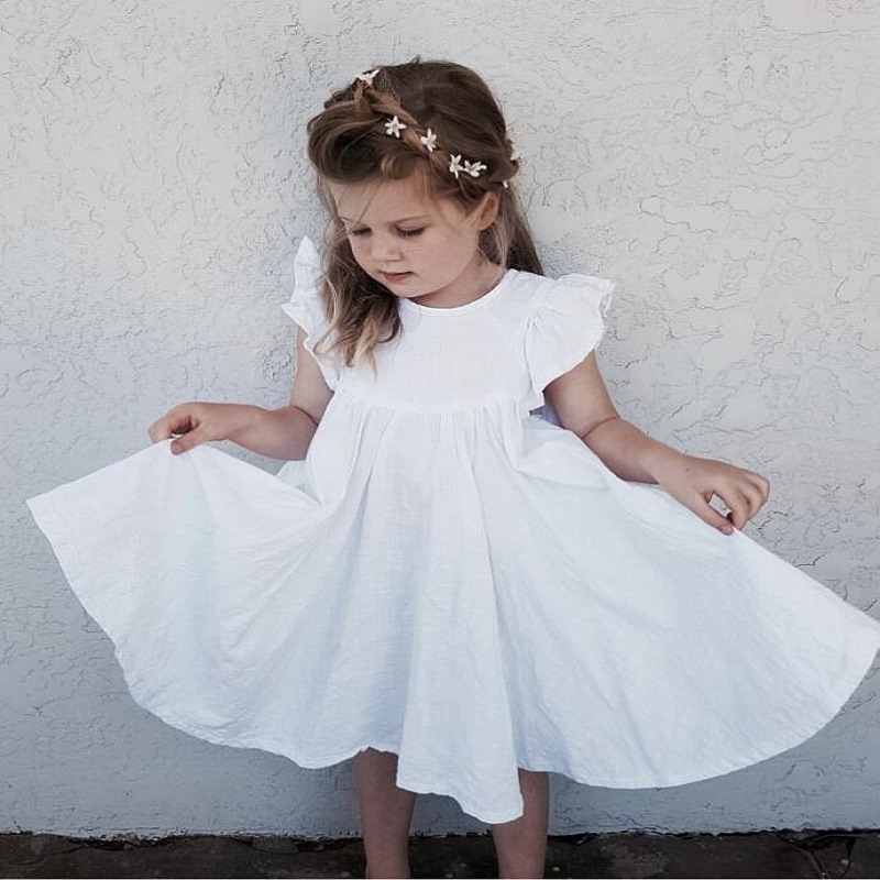 Fashion Casual Sweet Baby clothes Summer Toddler Natural Linen Cotton Princess Dress Kids Clothing Girls Dress