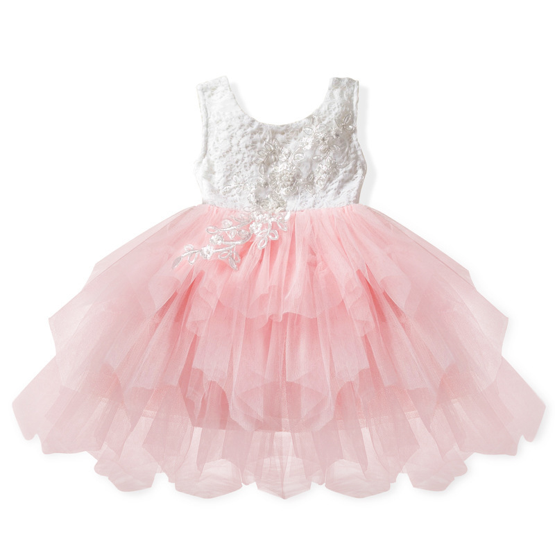 summer baby girls first birthday princess dress lace tulle layer tutu skirts flower dress for girls