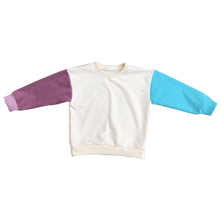 Stitching Color Blocks Kids Sweatshirts Chunky Boys Girls French Terry Jumpers