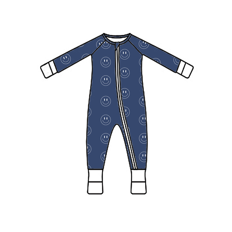 Bamboo Custom Print Baby Double Zipper Pajamas Sleepers Children Toddler Sleepwear Fold Cover Rompers