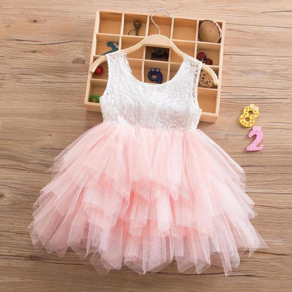 summer baby girls first birthday princess dress lace tulle layer tutu skirts flower dress for girls