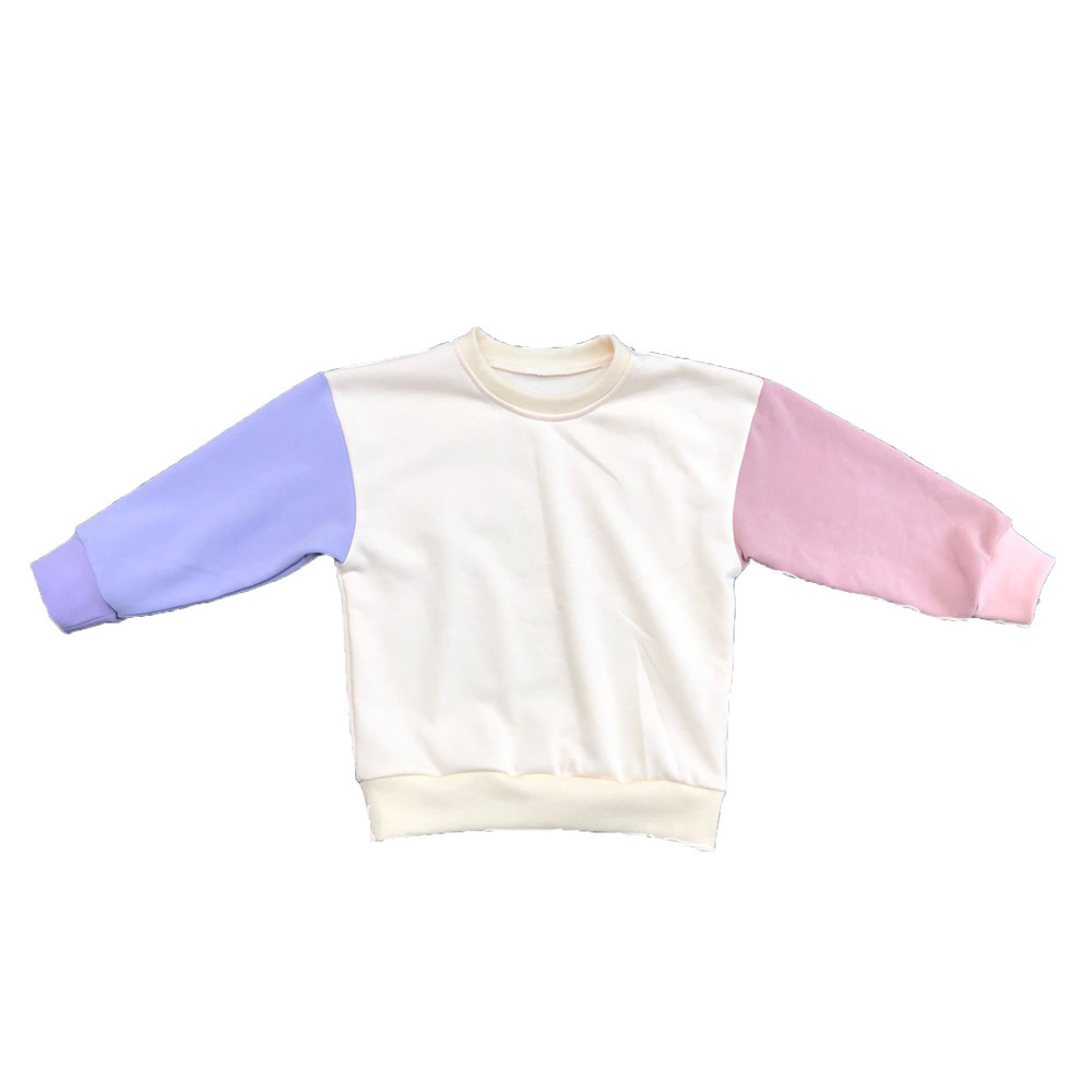 Stitching Color Blocks Kids Sweatshirts Chunky Boys Girls French Terry Jumpers