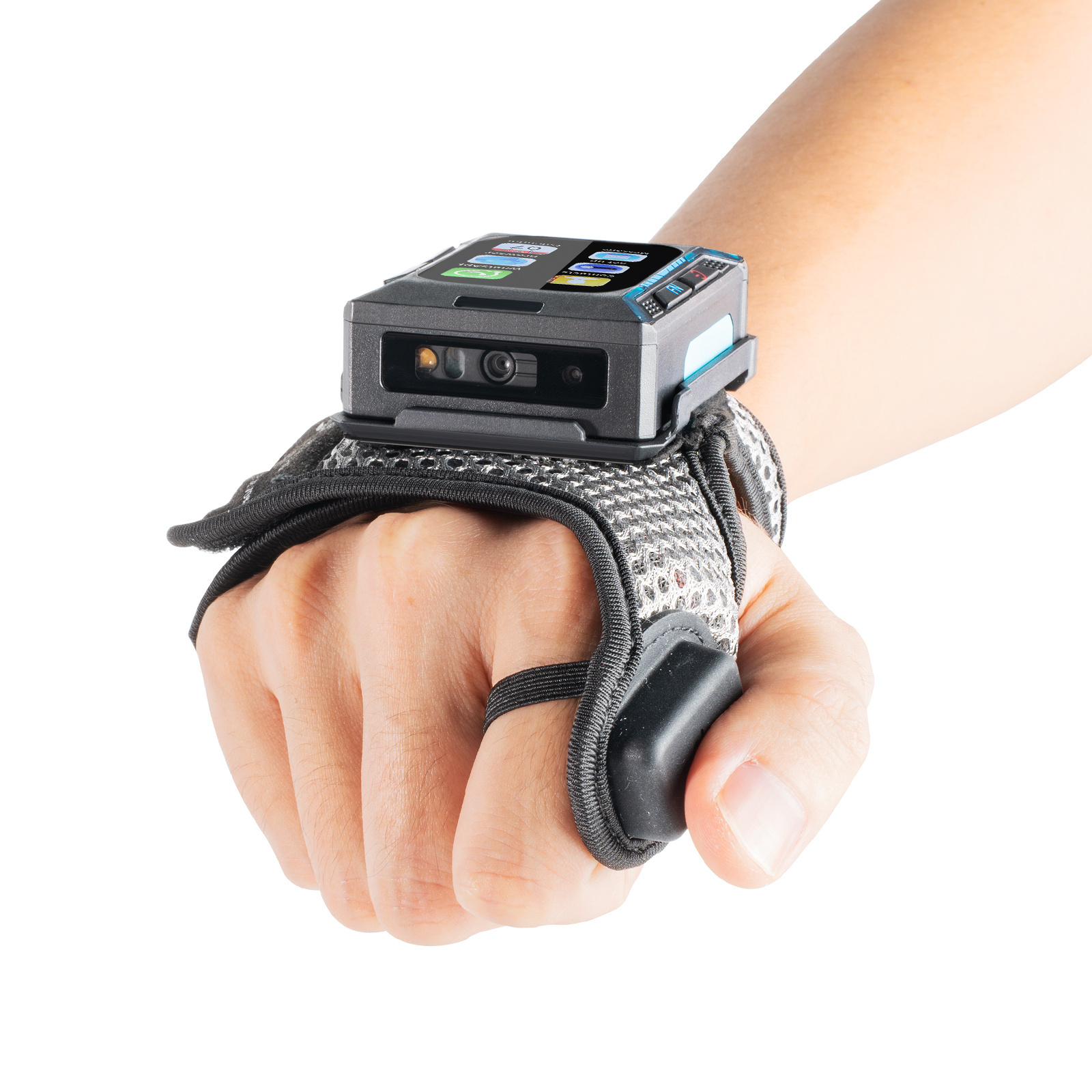 2D BT Wireless Ring Barcode Scanner USB Portable Wearable Mini Finger Bar Code Reader With glove and touch screen watch