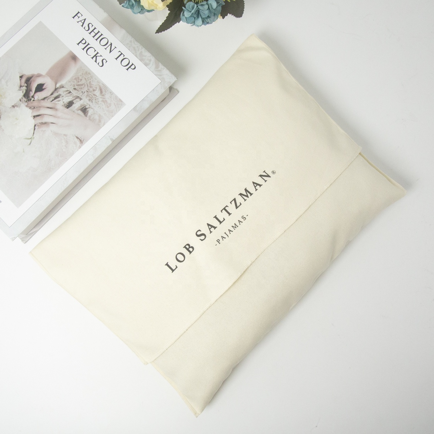 Custom Logo Printed Cotton Envelope Dust Flap Packing Bag Recyclable Envelope Gift Jewelry Pouch