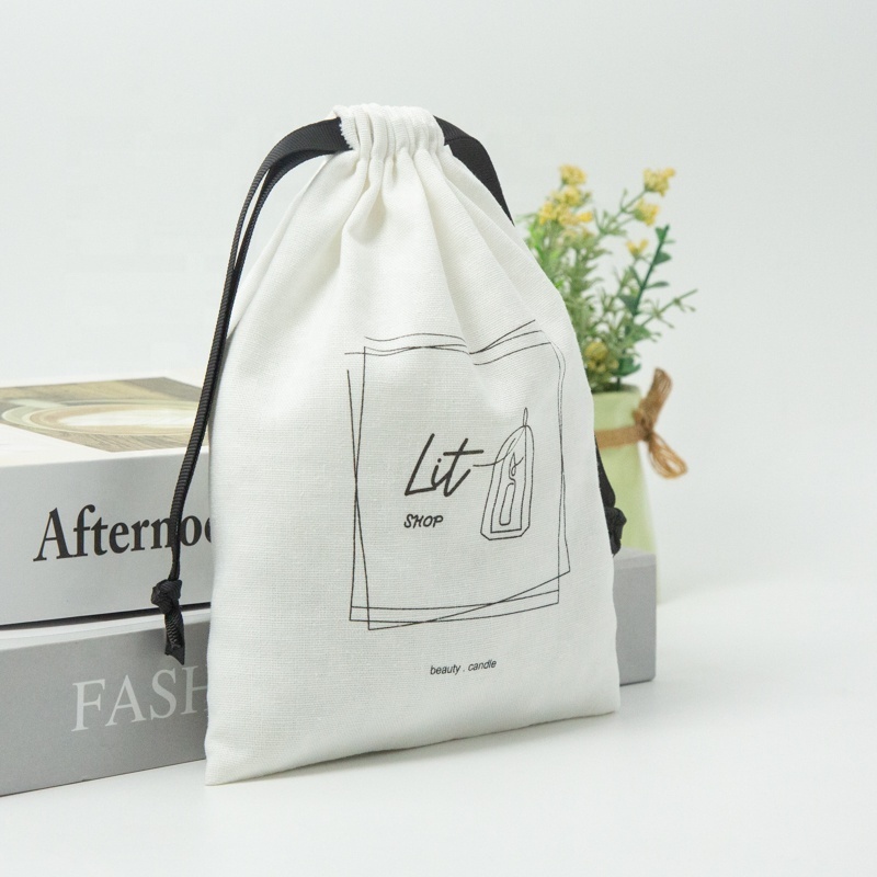 Customized Cotton Linen Soap Candle Packing Bag Recyclable Cotton Gift Drawstring Pouch Bag