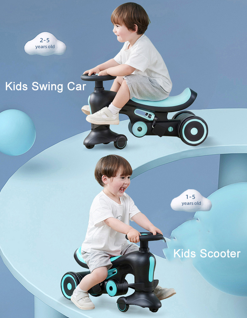 BEBELUX Outdoor Children Baby Kids Swing Ride on Car Toy Scooter Bicycle Stroller 4 in 1 Kid Wiggle Car Twist Car for Kids Baby