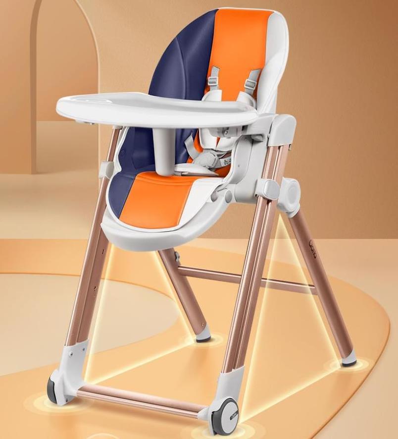 BEBELUX Folding Baby Highchair Adjustable Foot Supporting and Backrest Infant High Seat Feeding Toddler Table Chair