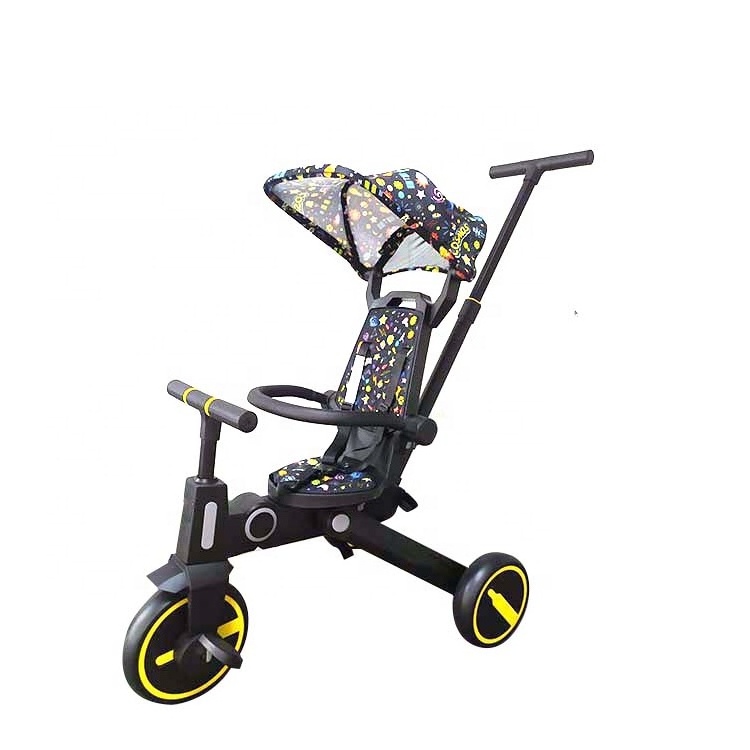 BEBELUE kids tricycles guandong  gold supplier Quick folding baby stroller tricycle 3 eva wheels push baby tricycle with canopy