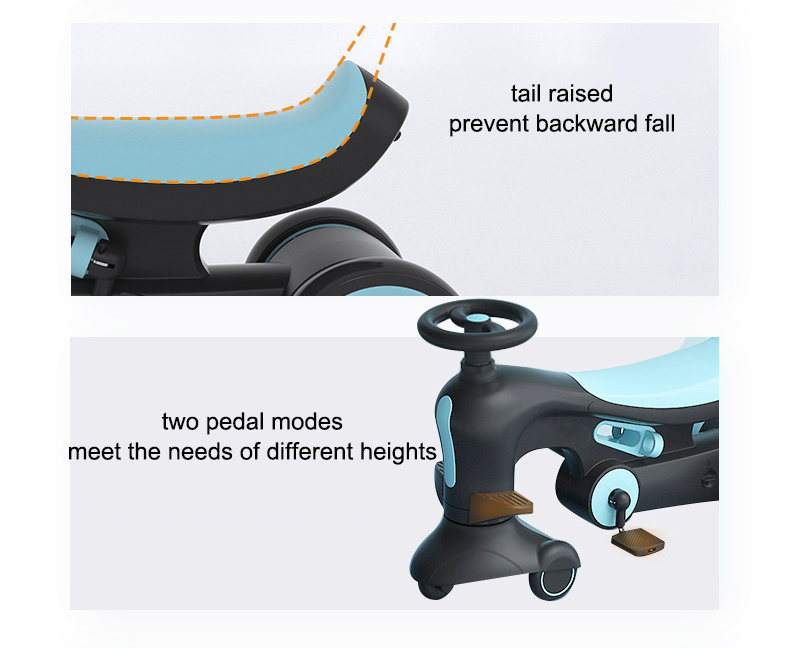 BEBELUX Outdoor Children Baby Kids Swing Ride on Car Toy Scooter Bicycle Stroller 4 in 1 Kid Wiggle Car Twist Car for Kids Baby