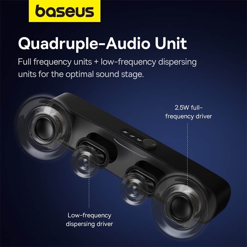 Wholesale Original Baseus AeQur DS10 Mini Soundbar Desktop Wireless Audio Speaker for USB Audio Output and BT Audio Connection