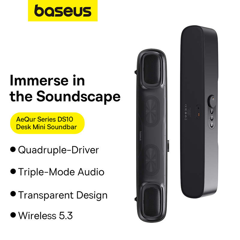 Wholesale Original Baseus AeQur DS10 Mini Soundbar Desktop Wireless Audio Speaker for USB Audio Output and BT Audio Connection