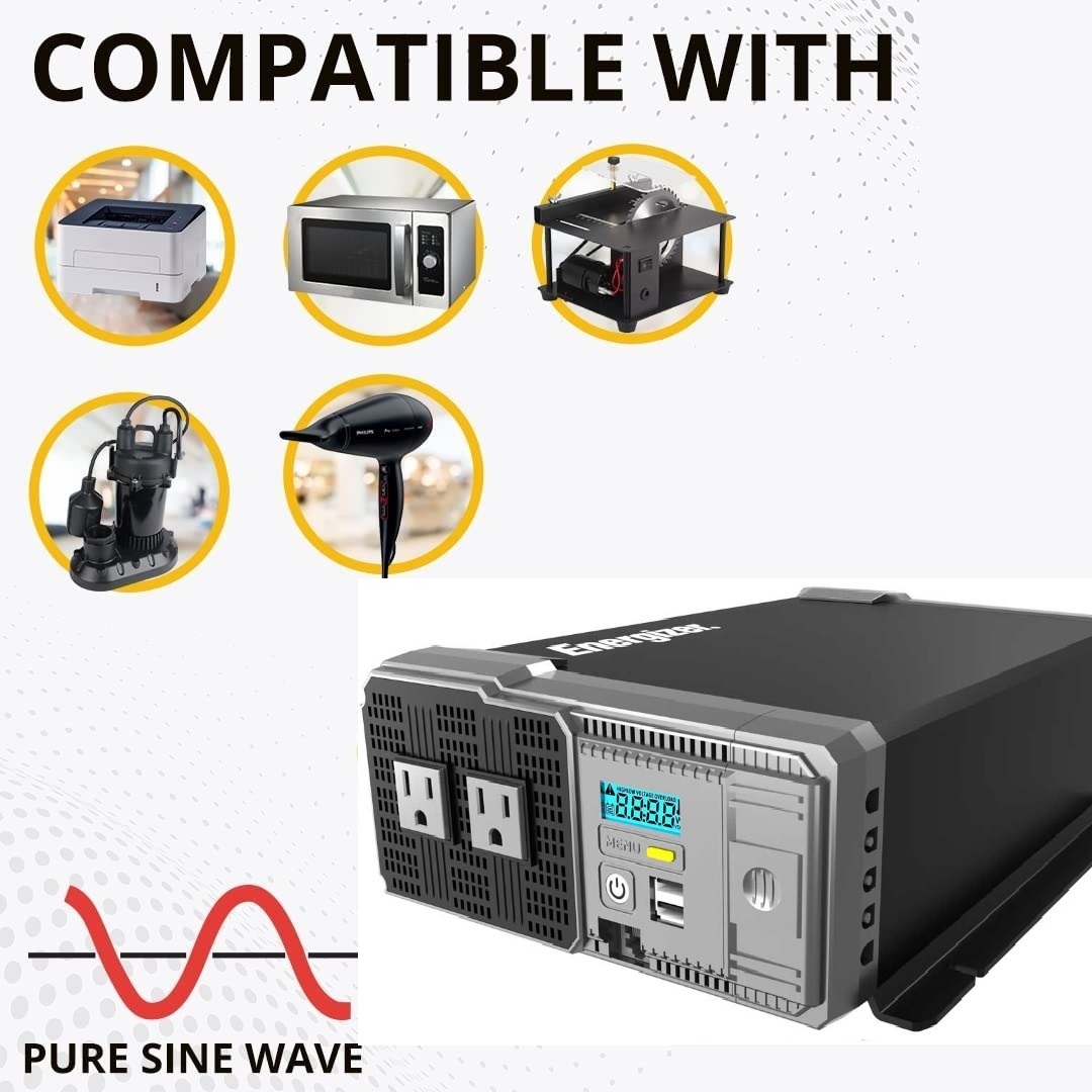 Energizer pure sine wave inverter 1500W 12v 120V dc to ac  off grid solar inverter with remote control