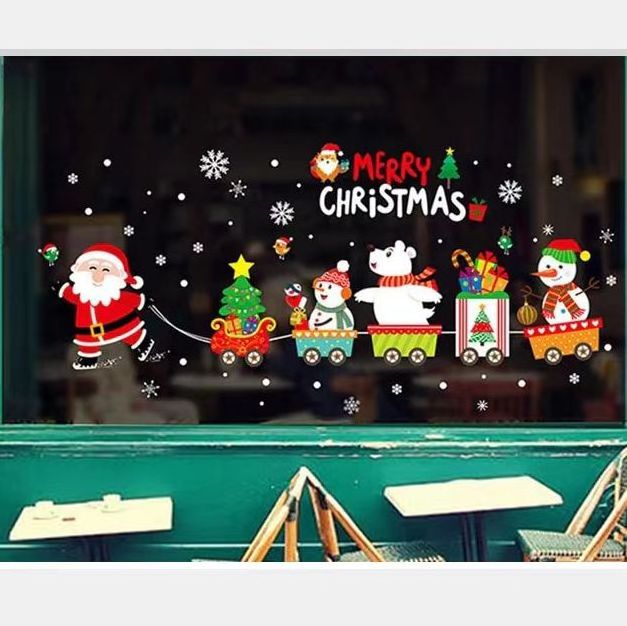 Custom clear decals window stickers UV resistant water proof transparent stickers for door decoration in Christmas